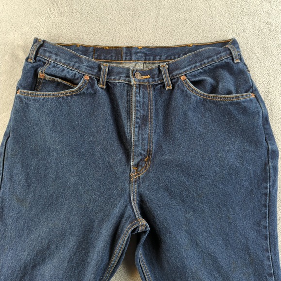 Vintage Levis Orange Tab Jeans Mens 38 (Fits 34x27) Blue Dark Wash Straight - Picture 2 of 13